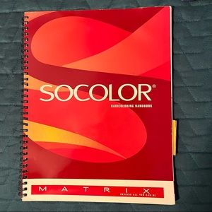 Matrix Socolor Swatchbook and Haircoloring Handbook.